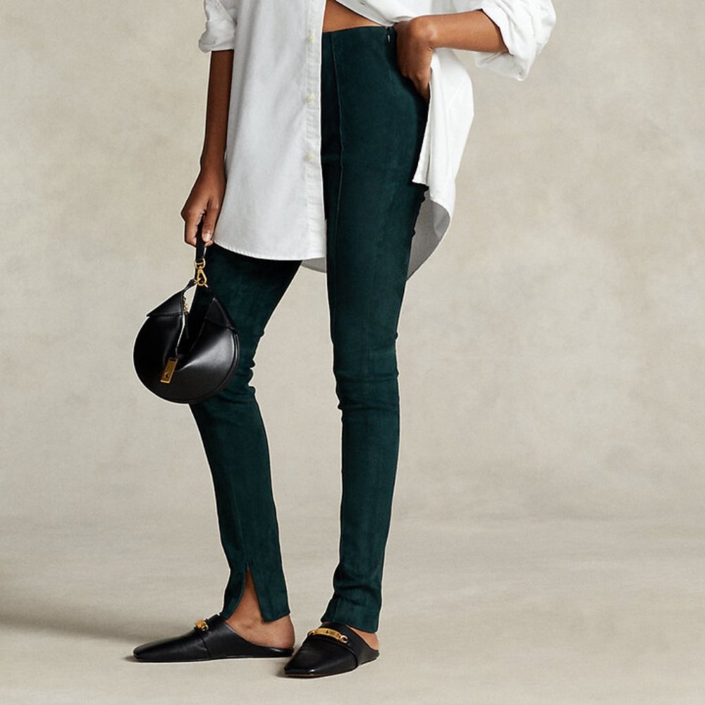 Polo Ralph Lauren Pintucked Lambskin Suede Legging